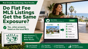 Do flat fee MLS listings get the same exposure as agent listings for California sellers